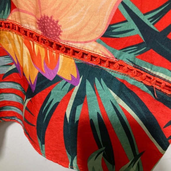 Womens Maude Vivante Tropical Floral Leaves Maxi Dress Tiered S Cotton #43 - Picture 7 of 10